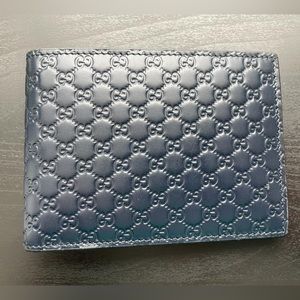 Gucci - Blue Leather Bi-Fold Wallet